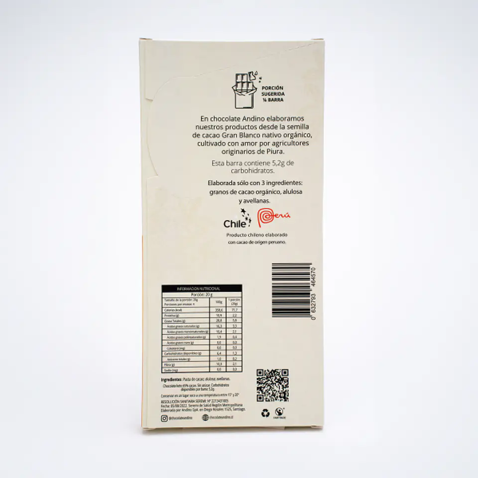 Barra de Chocolate Keto Andino 75% Con Menta Sin Azúcar 80g 2