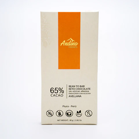 Barra de Chocolate Keto Andino 75% Con Menta Sin Azúcar 80g