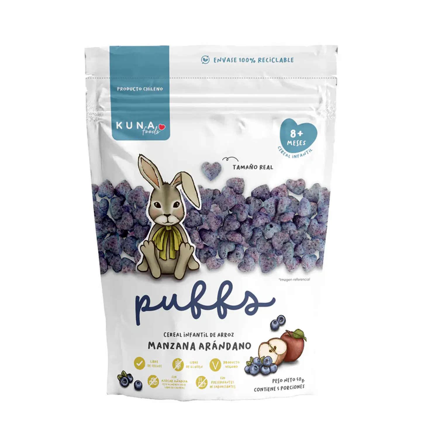 Puffs Manzana Arándano Familiar Kuna Foods 50g 1
