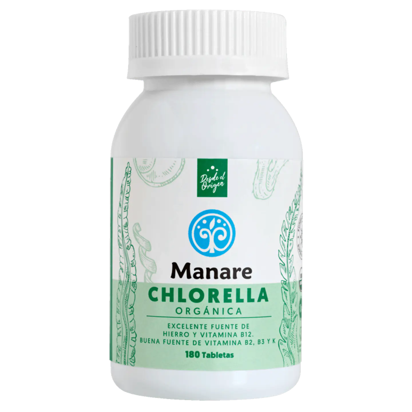 Chlorella Orgánica Manare en Tabletas - 180 un 1