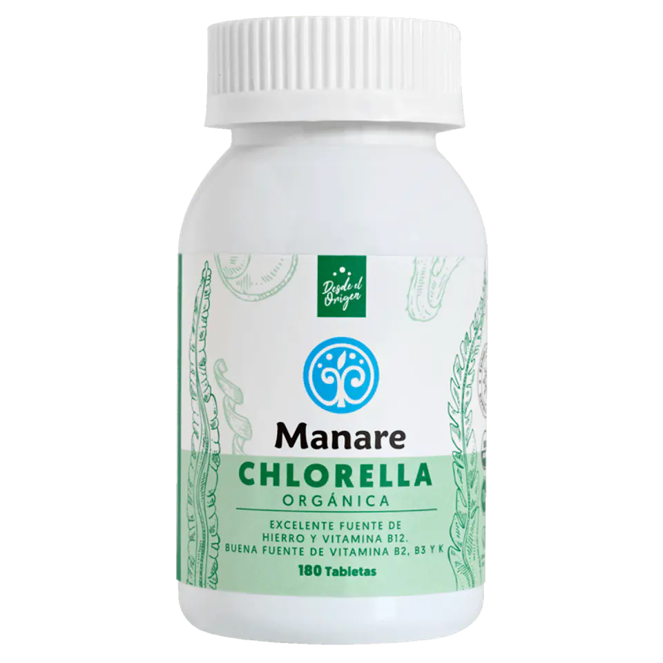 Chlorella Orgánica Manare en Tabletas - 180 un 1