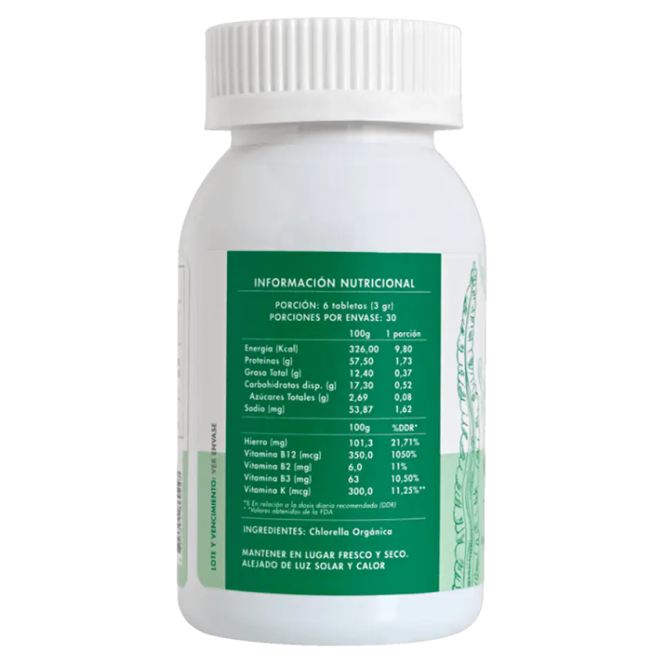 Chlorella Orgánica Manare en Tabletas - 180 un 2