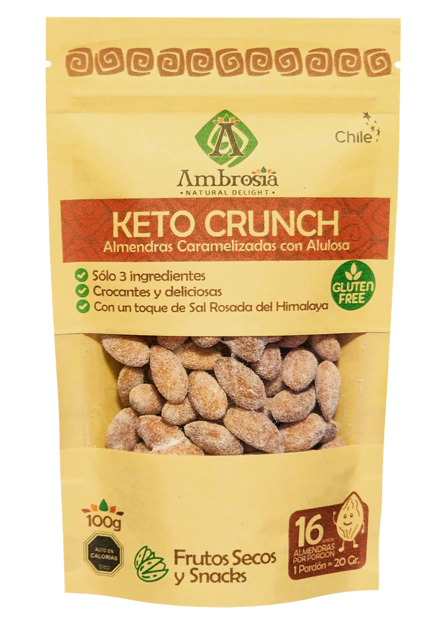 Keto Crunch Almendras Caramelizadas Sin Gluten Ambrosia 100g 1