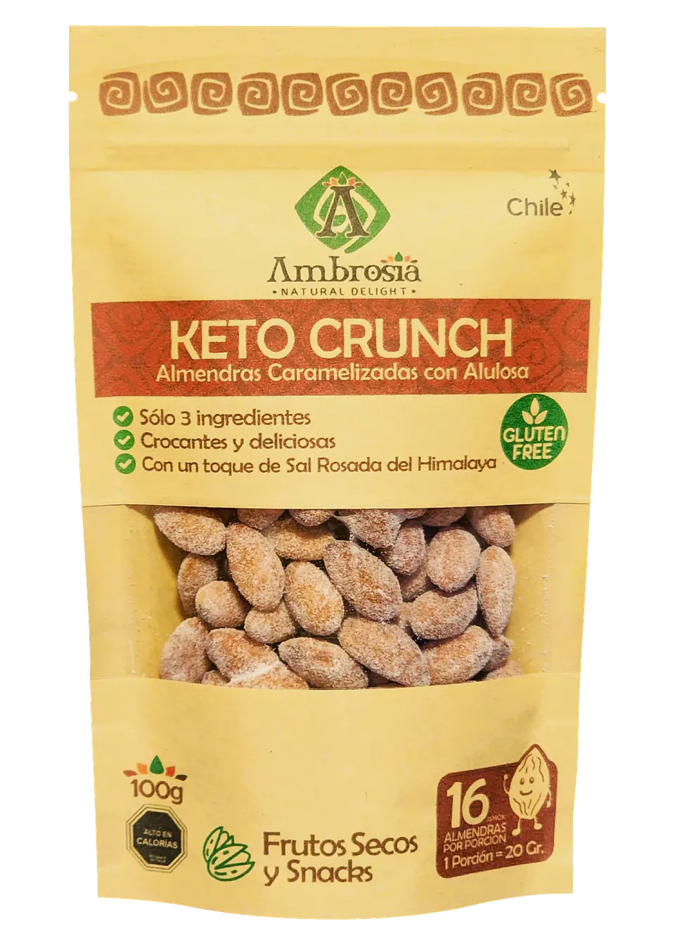 Keto Crunch Almendras Caramelizadas Sin Gluten Ambrosia 100g 1