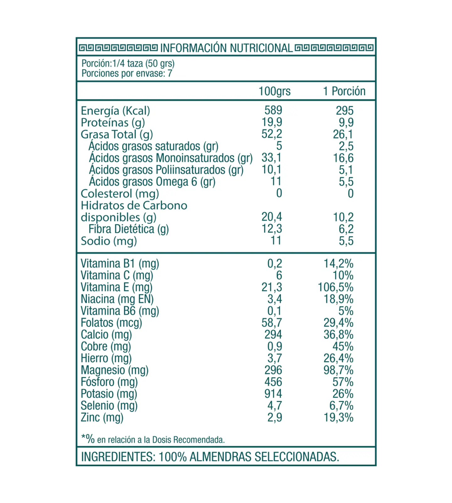 Almendras Naturales S/Sal Sin Gluten Ambrosía 350g 2
