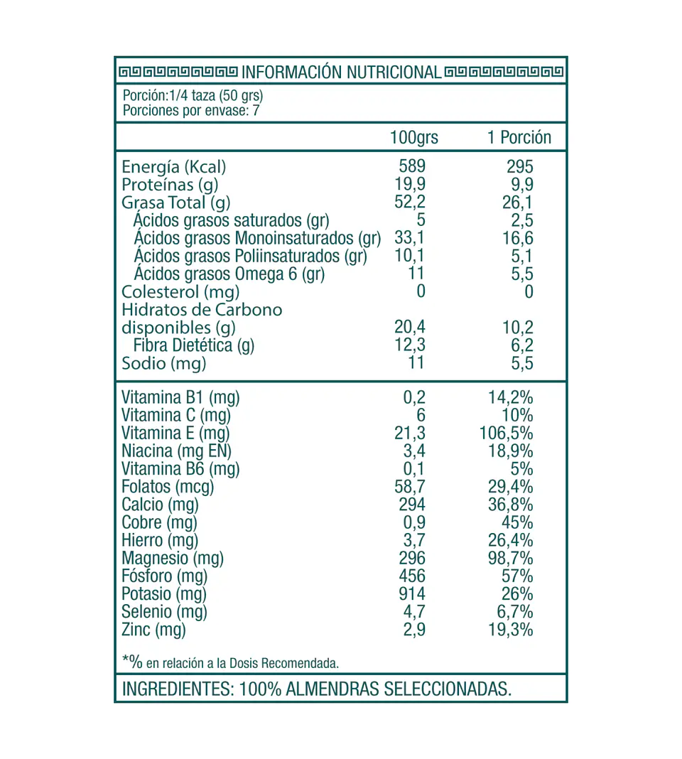 Almendras Naturales S/Sal Sin Gluten Ambrosía 350g 2