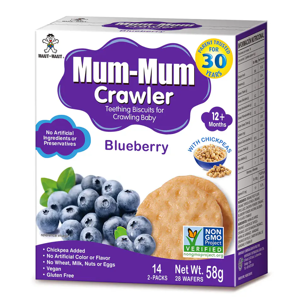 Galletas de Arroz Bebé Crawler Mum Mum Arándano 58g 2