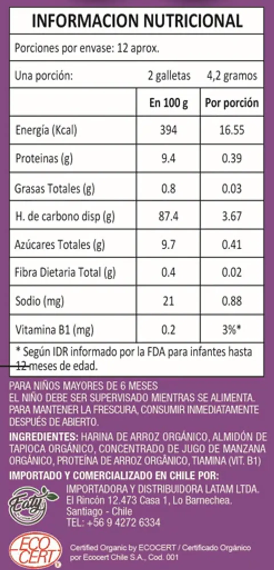 Galletas de Arroz Baby Mum-Mum Original 50g - 12 un 2