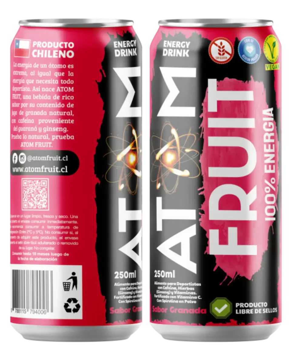 Bebida Energética Atom Fruit Granada 250 ml 1