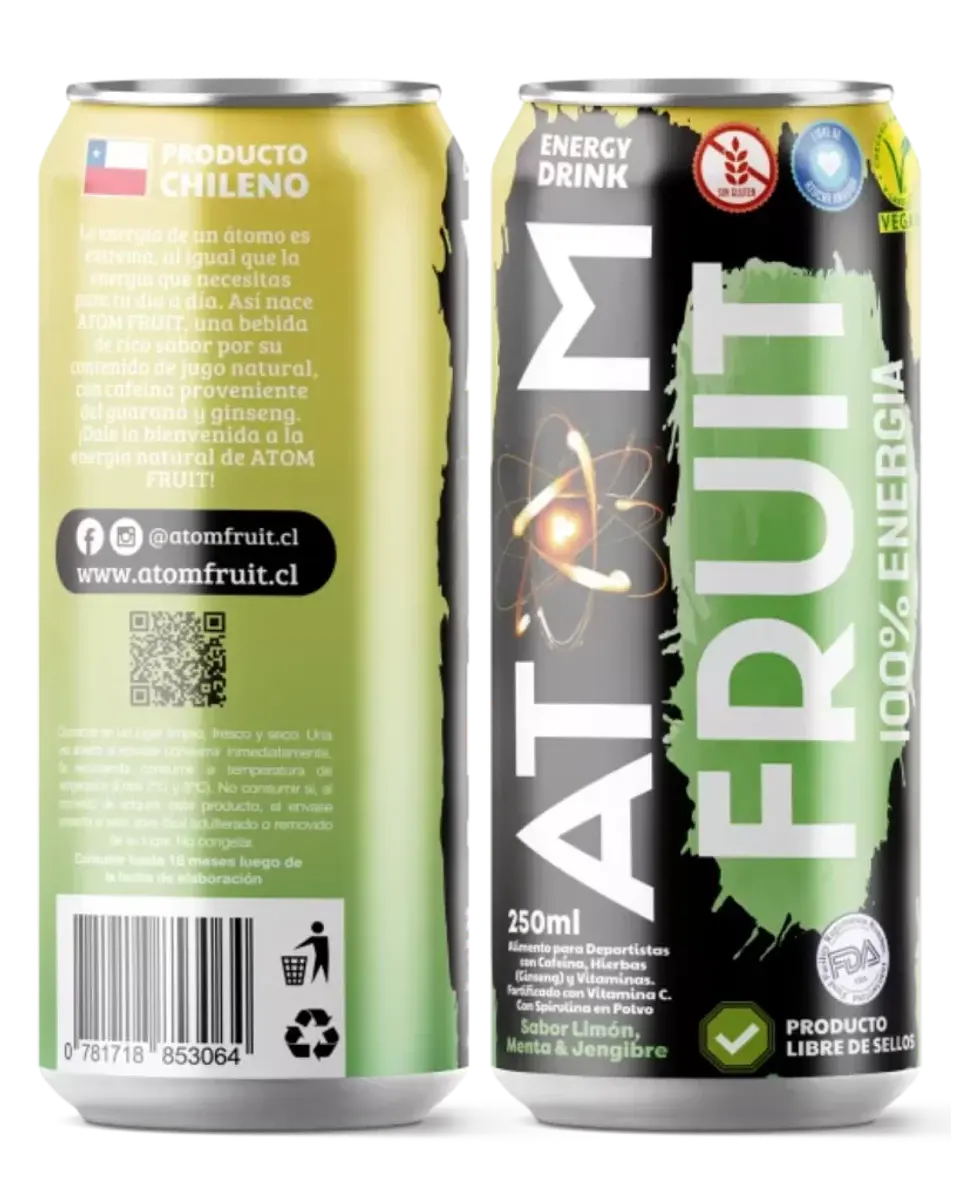 Bebida Energética Atom Fruit Limón 250 ml 1