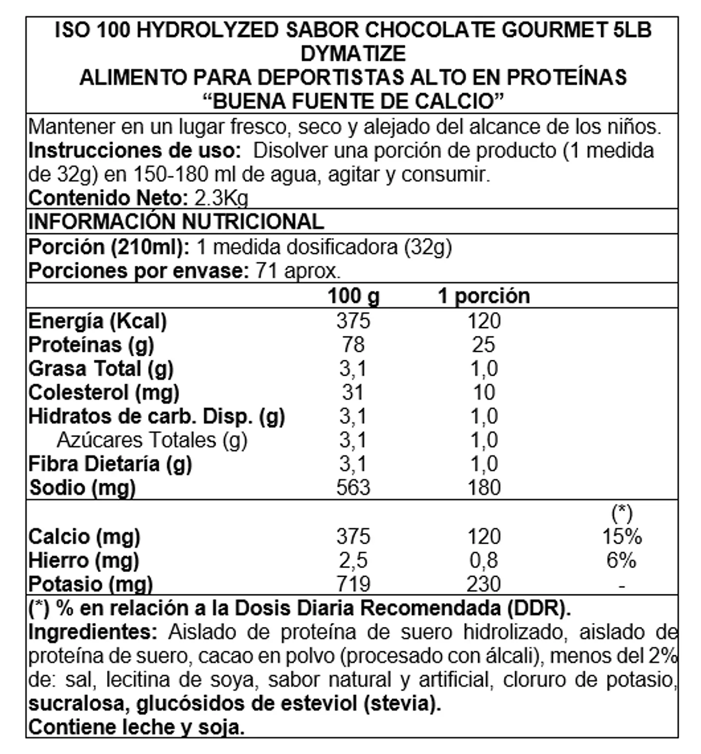 ISO 100 5 Lbs Proteína Aíslada Dymatize 2