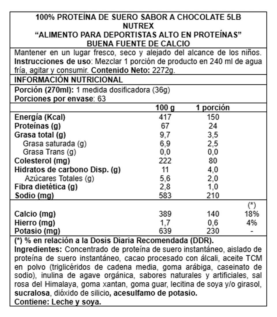 Proteína 100% Whey Nutrex 5 lbs Chocolate 2