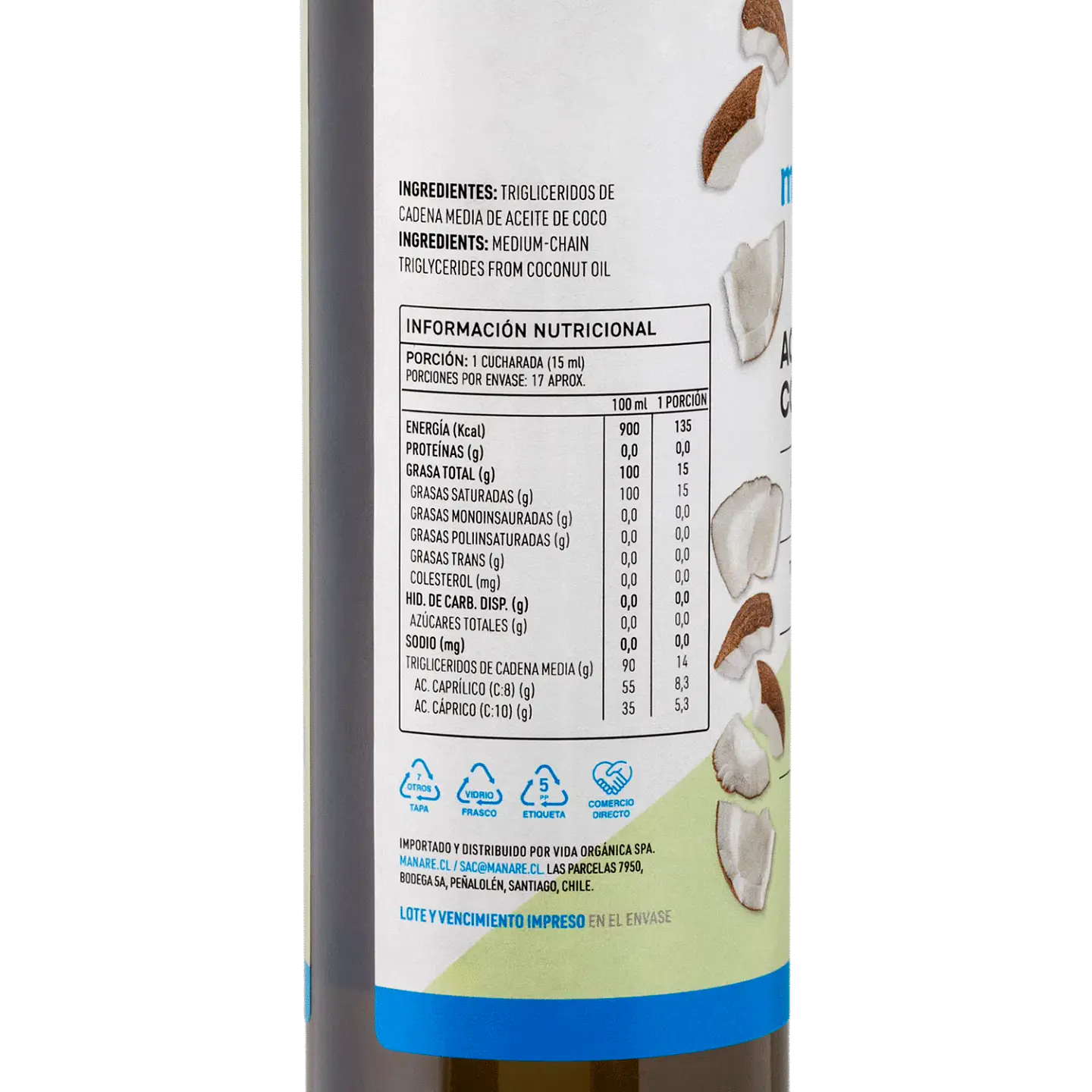 Aceite de Coco Mct 250ml Manare 2