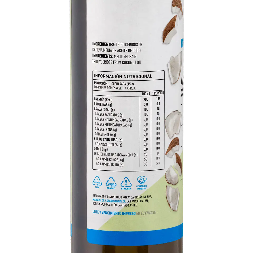 Aceite de Coco Mct 250ml Manare 2