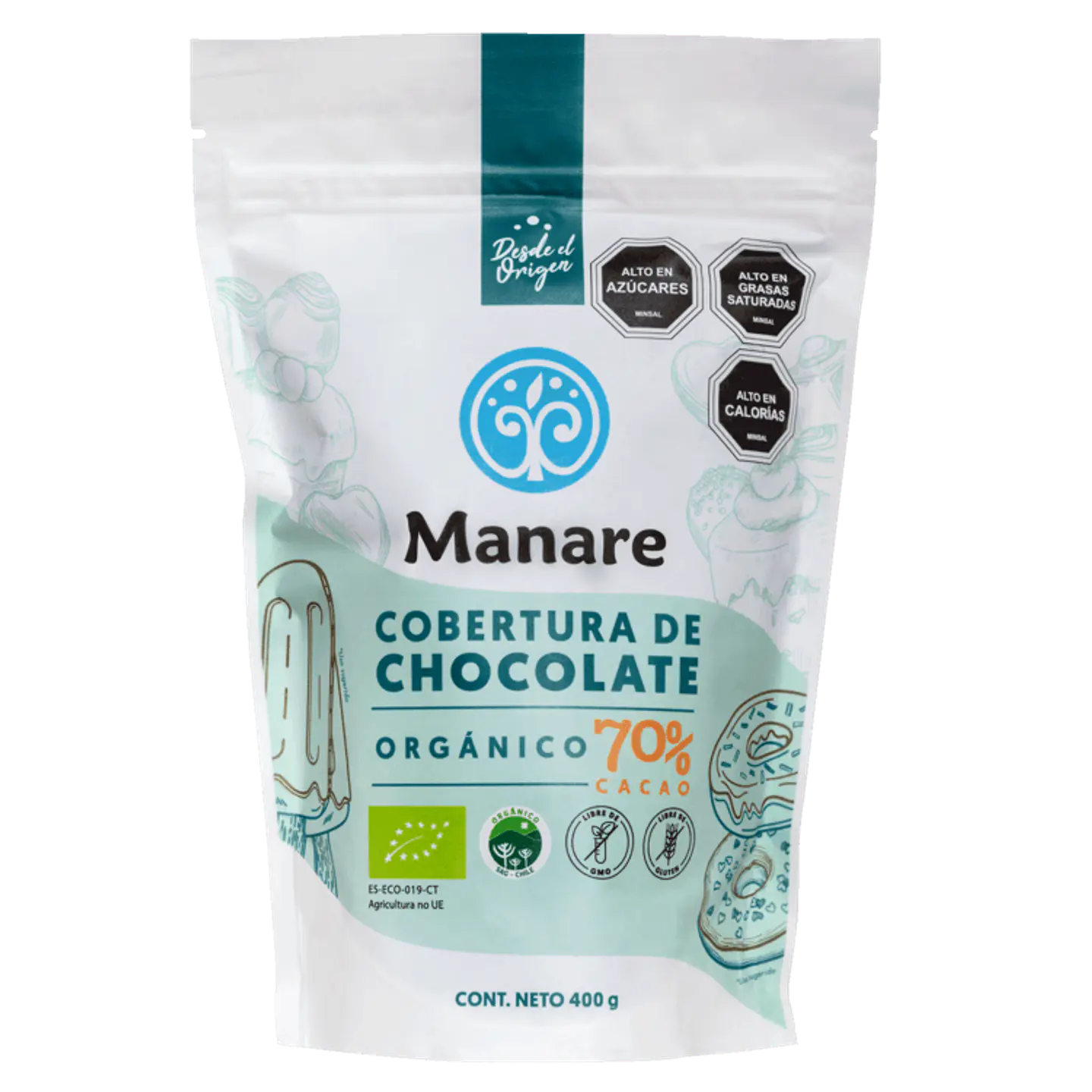 Cobertura 70% Cacao Orgánico 400g Manare 1