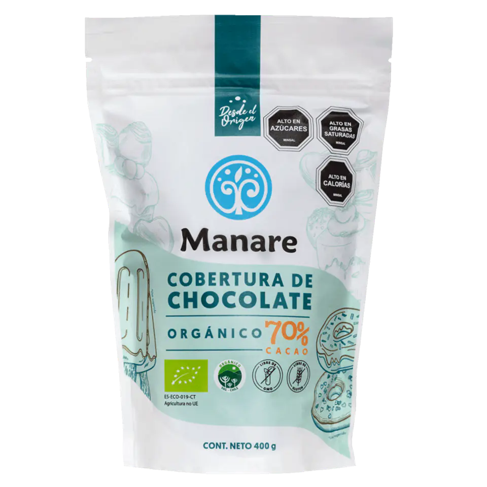 Cobertura 70% Cacao Orgánico 400g Manare 1