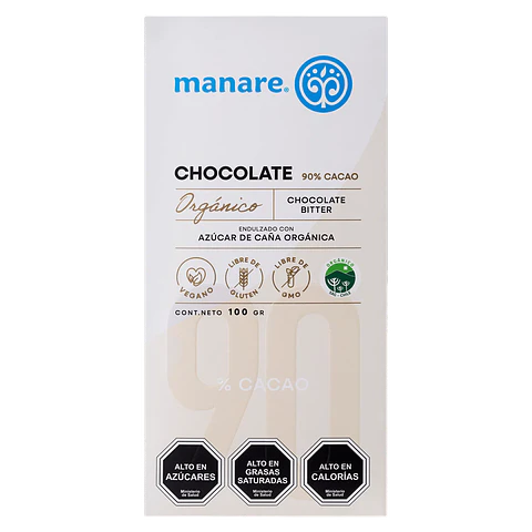 Chocolate 90% Cacao Orgánico 100g Manare