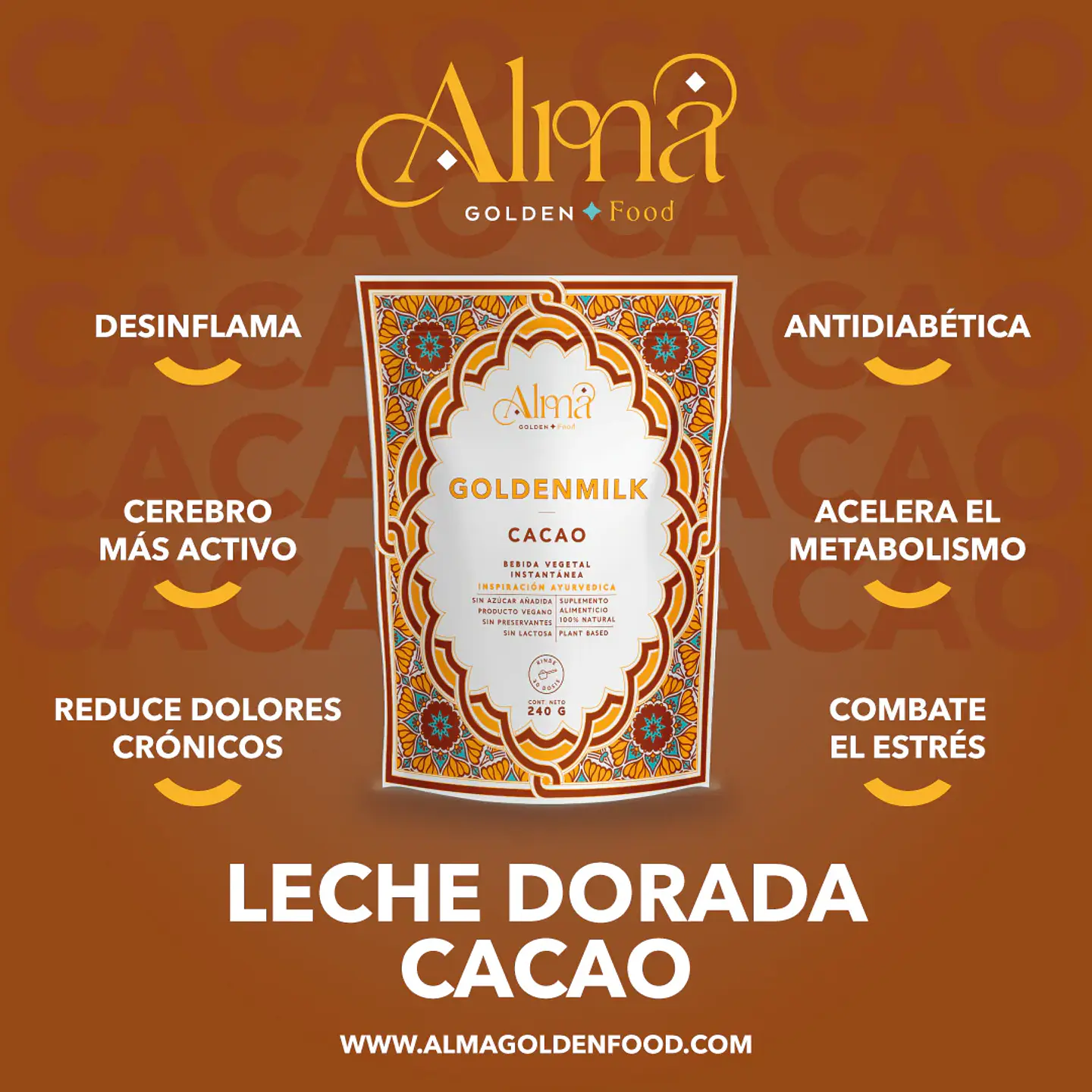 Goldenmilk Cacao 240g Leche Dorada Alma Golden Foods 2