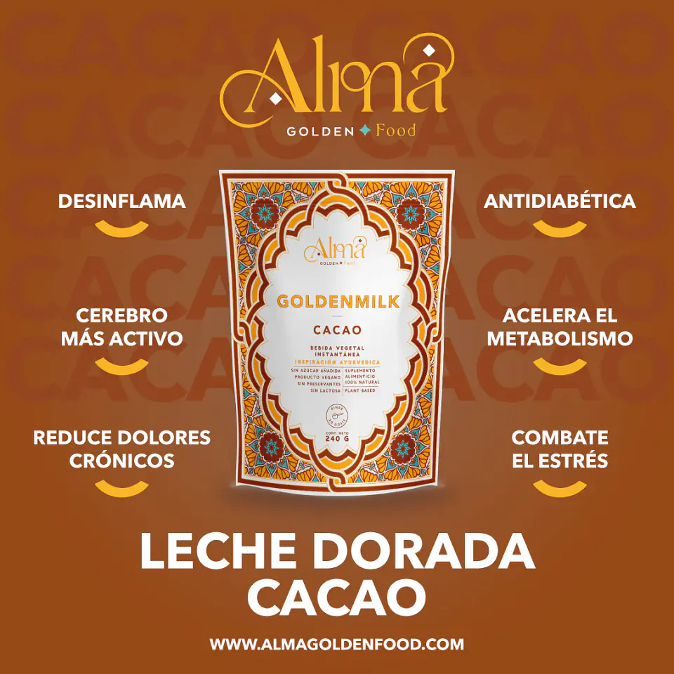 Goldenmilk Cacao 240g Leche Dorada Alma Golden Foods 2