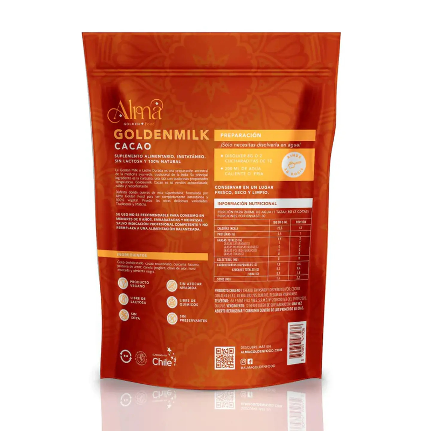 Goldenmilk Cacao 240g Leche Dorada Alma Golden Foods 3