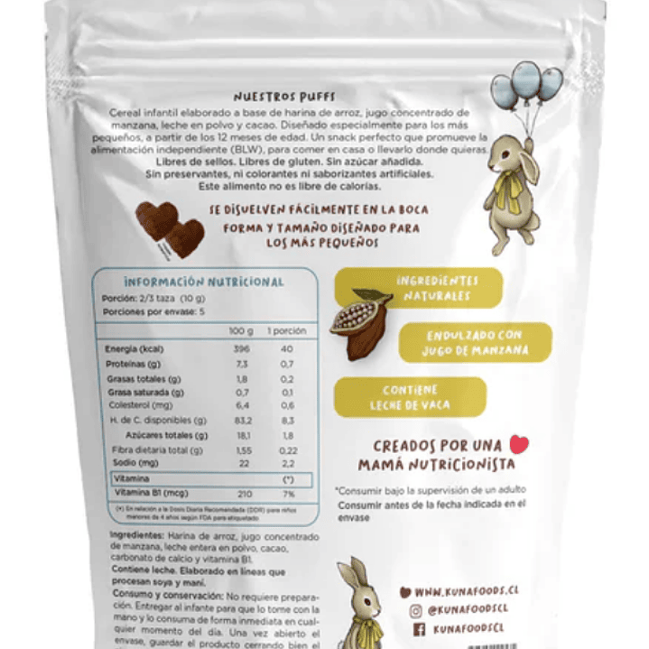 Cereal Puffs Cacao Kuna Foods 50g 2