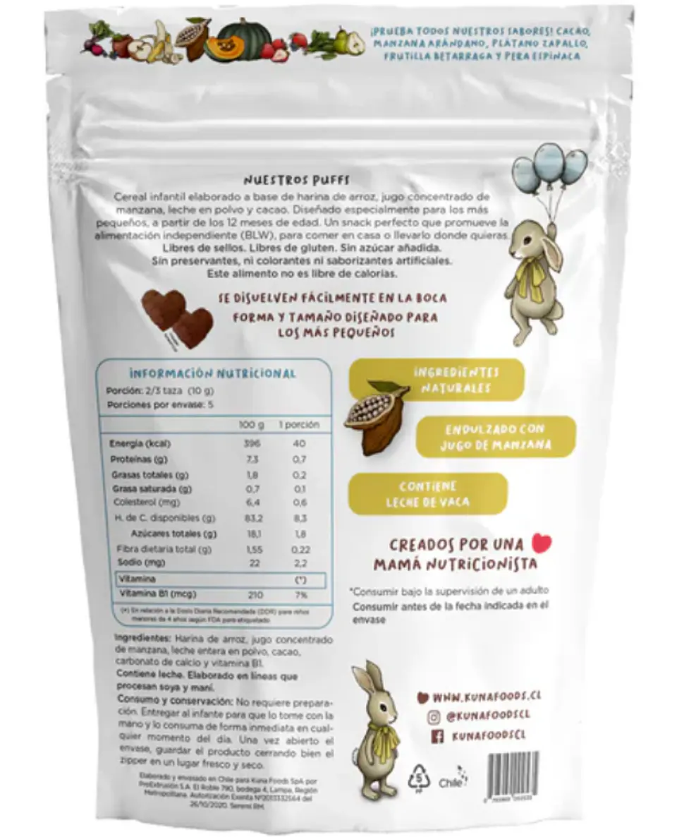 Cereal Puffs Cacao Kuna Foods 50g 2