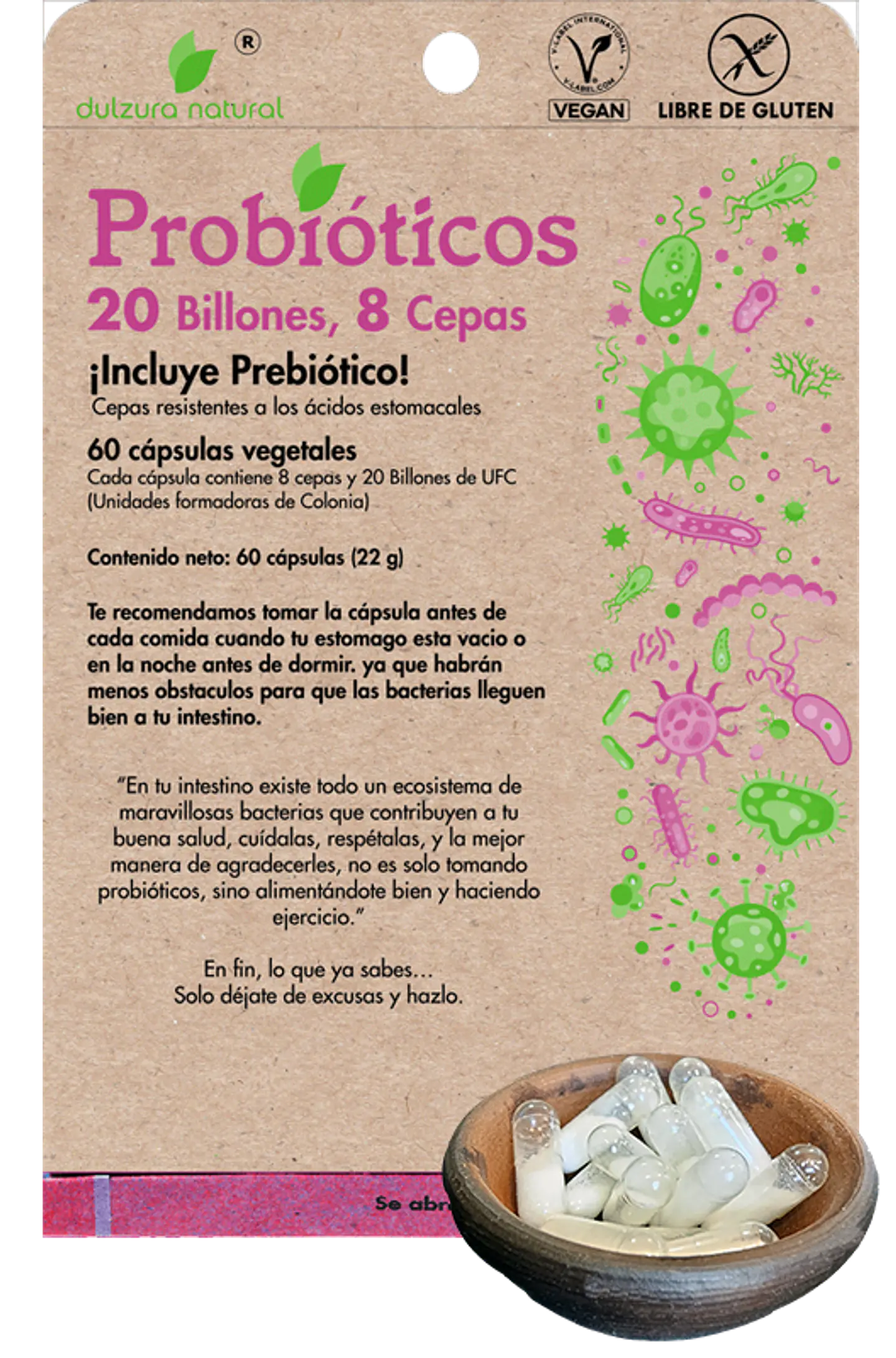 Probióticos Dulzura Natural 20 Billones y 8 Cepas 1