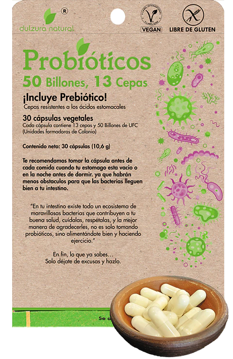 Probióticos Dulzura Natural 50 Billones y 13 Cepas