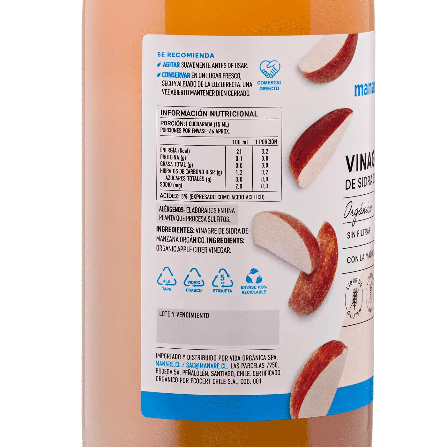 Vinagre de Sidra de Manzana Orgánico 1 lt Manare 2