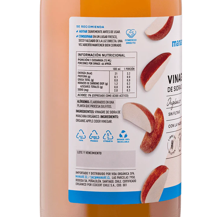Vinagre de Sidra de Manzana Orgánico 1 lt Manare 2