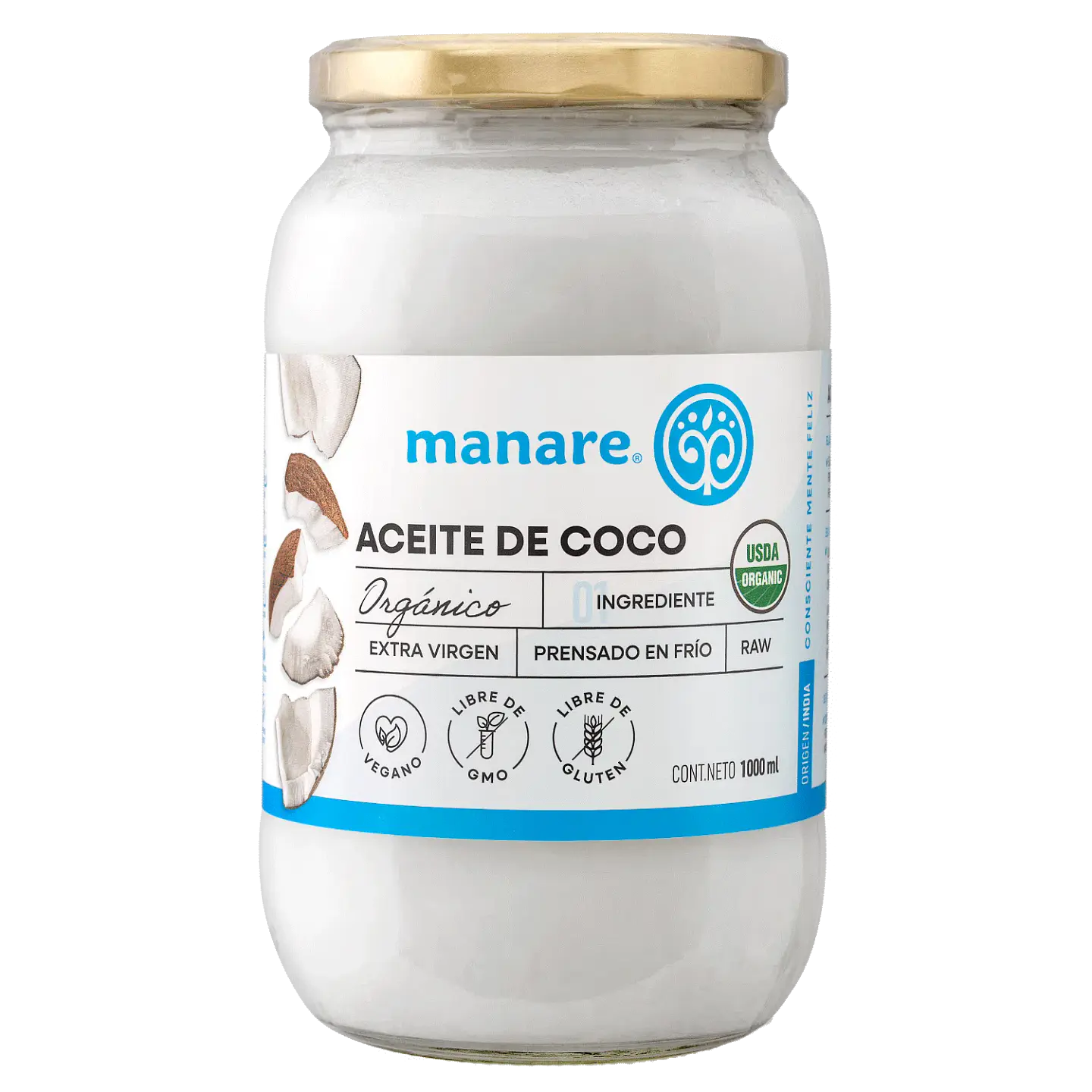 Aceite de Coco Orgánico 1 lt Manare 1