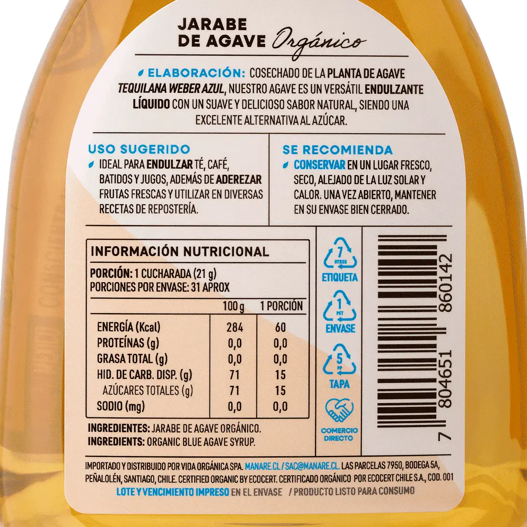 Jarabe de Agave Manare 660g 3