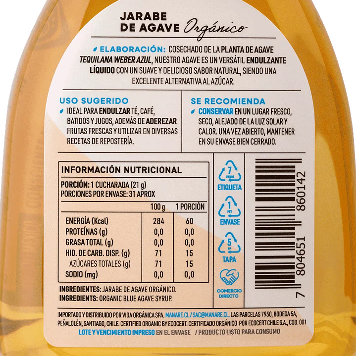 Jarabe de Agave Manare 660g 3