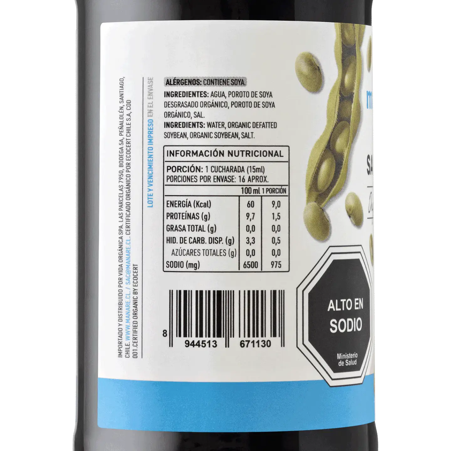 Salsa de Soya Orgánica Manare 250ml 2