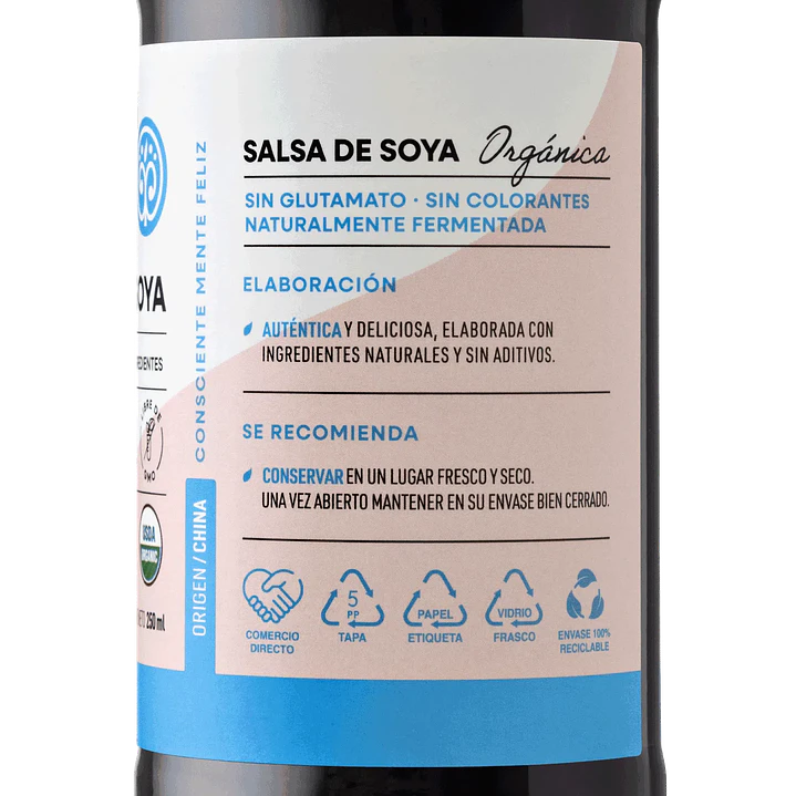 Salsa de Soya Orgánica Manare 250ml 3