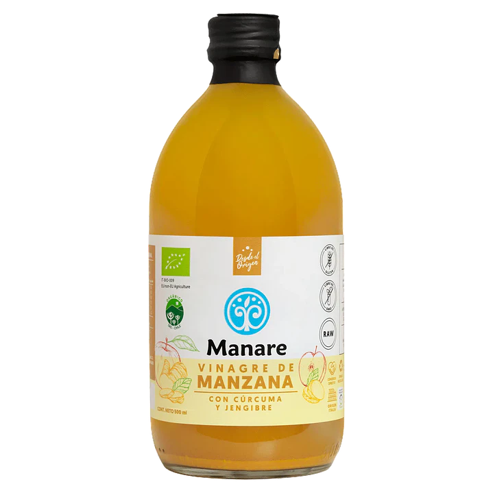 Vinagre Cúrcuma y Jengibre Orgánico Manare 500ml 1