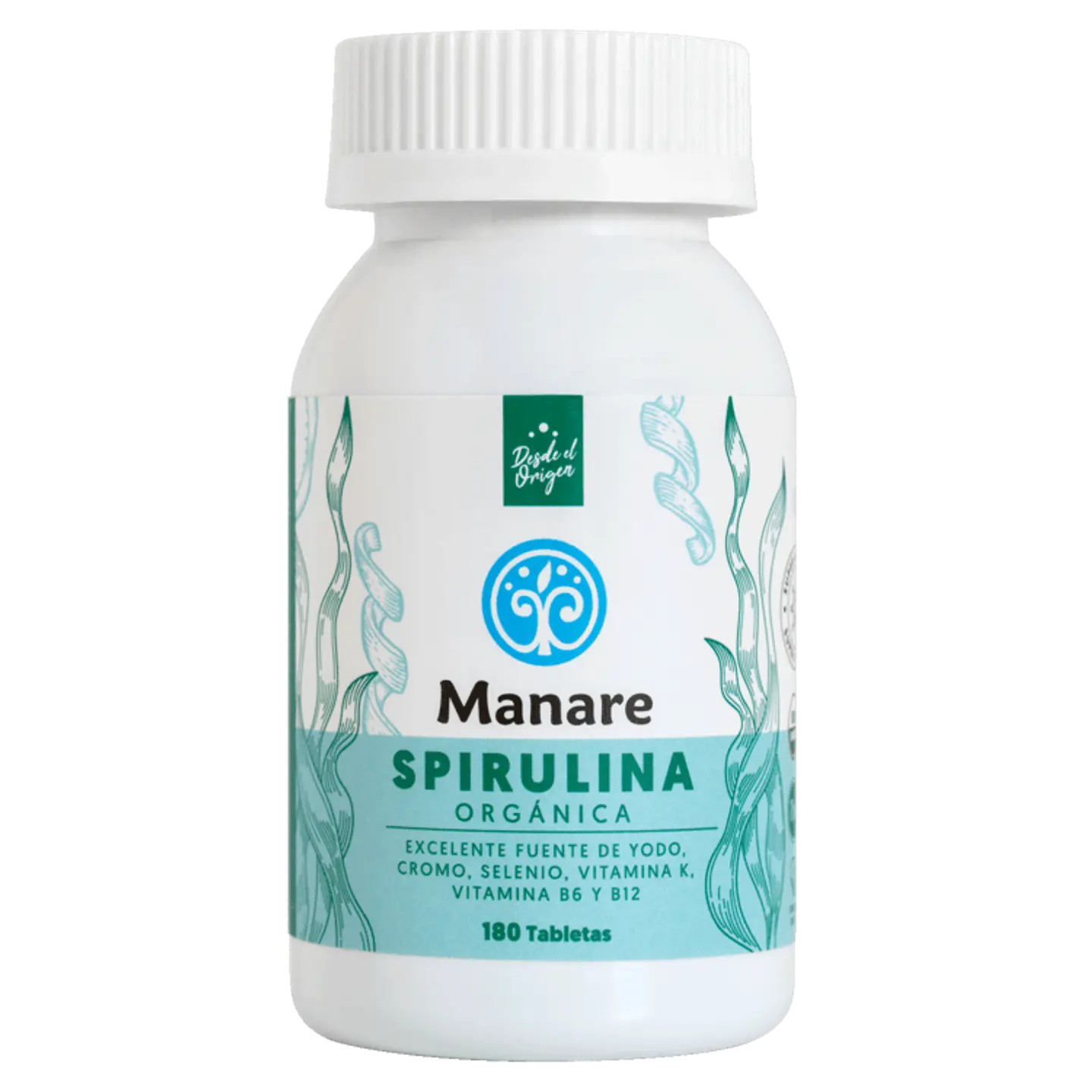 Spirulina Orgánica 180 Tabletas Manare 1