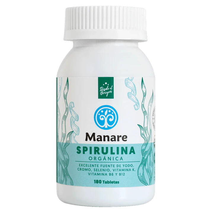 Spirulina Orgánica 180 Tabletas Manare 1