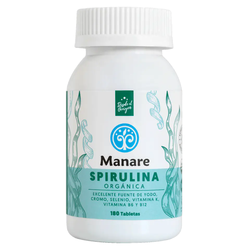 Spirulina Orgánica 180 Tabletas Manare 1