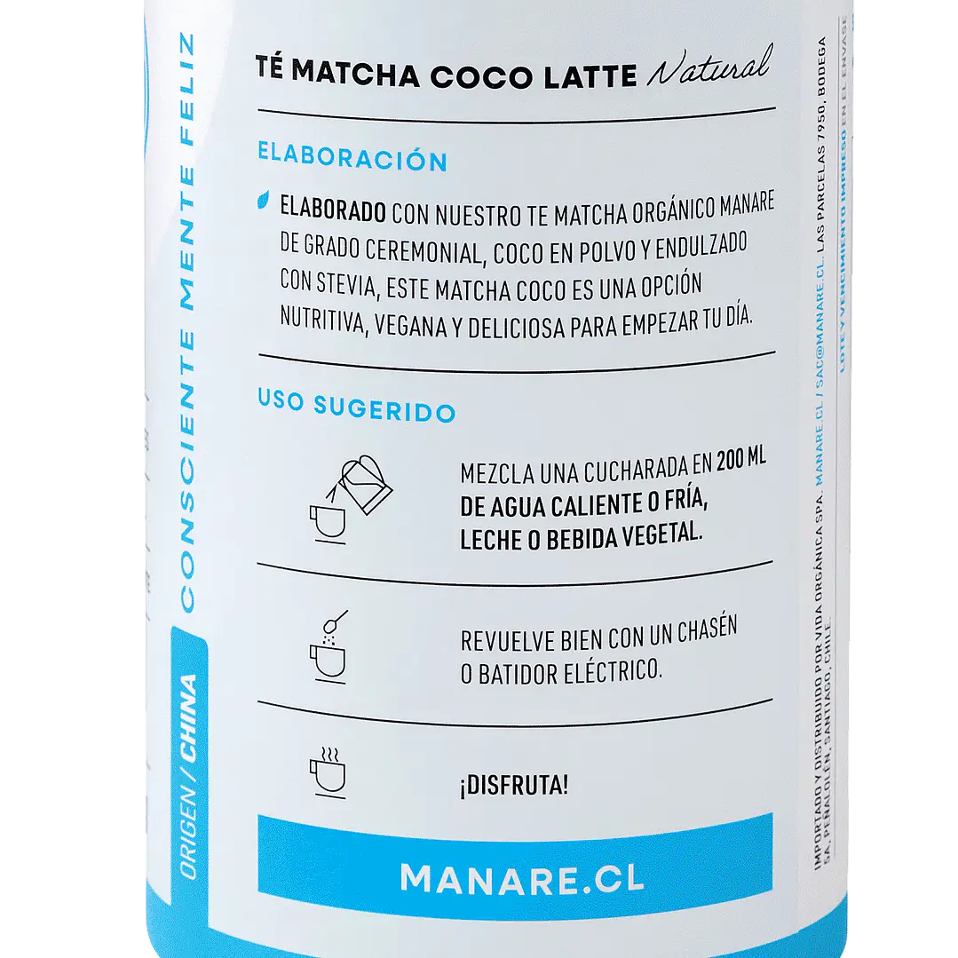 Té Matcha Coco Latte 150g Manare 3