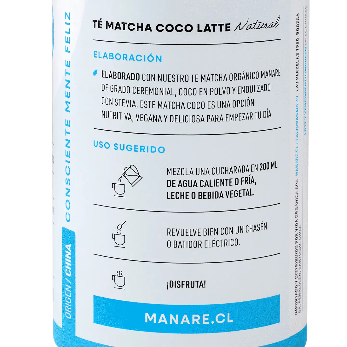 Té Matcha Coco Latte 150g Manare 3