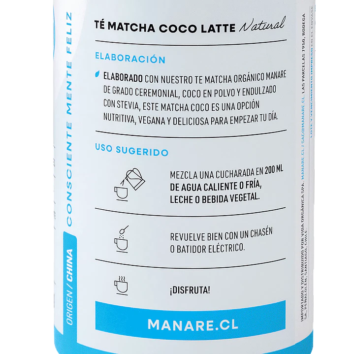 Té Matcha Coco Latte 150g Manare 3