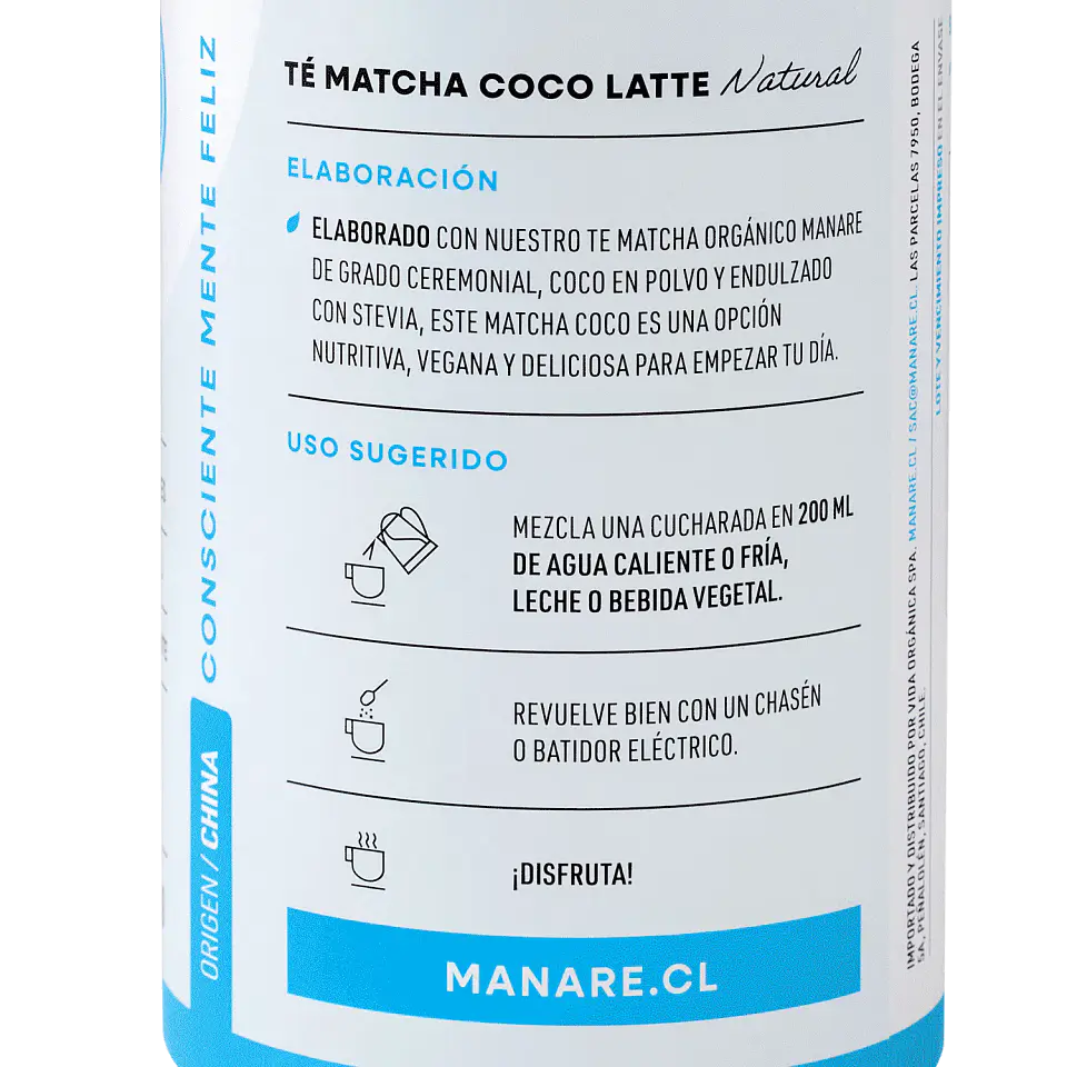Té Matcha Coco Latte 150g Manare 3