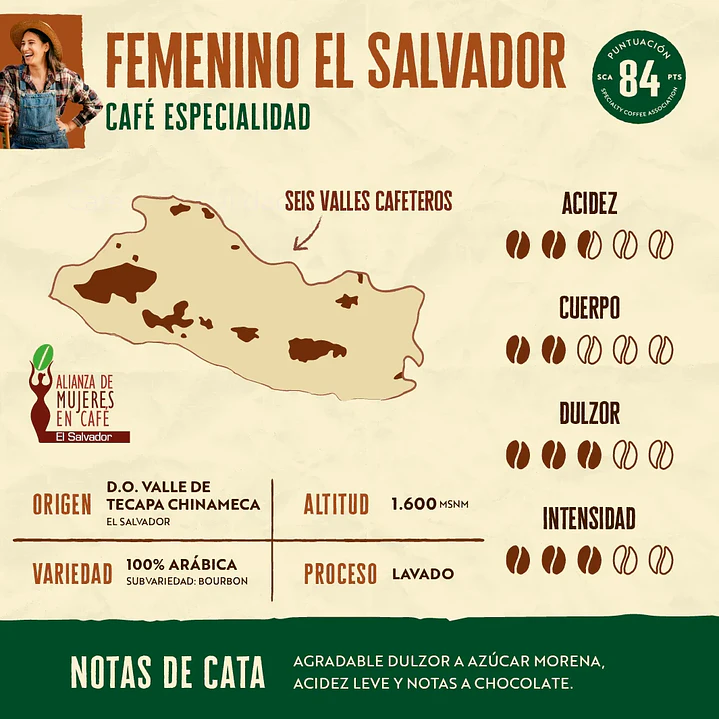 Café de Especialidad El Salvador Femenino 500g 100% Arábico  2