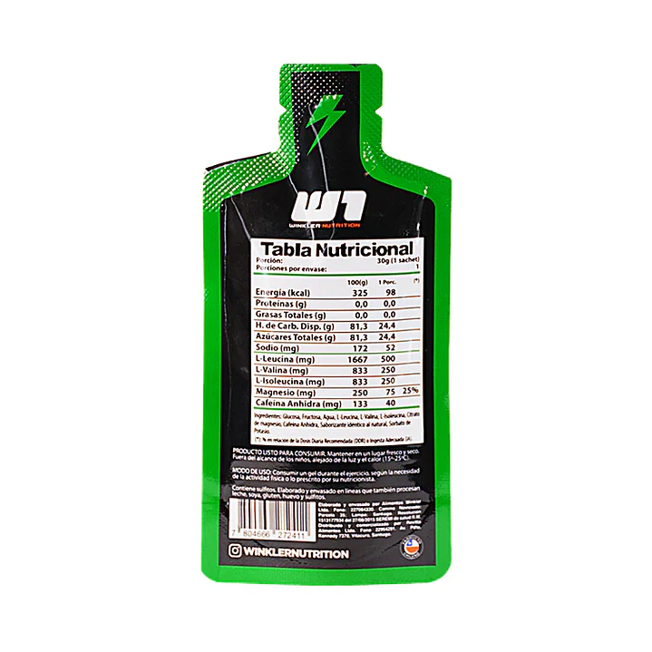 Gel Energético Winkler + Cafeína + Magnesio + BCAAs 40g 2
