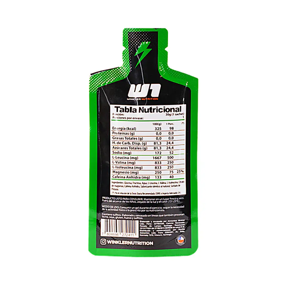 Gel Energético Winkler + Cafeína + Magnesio + BCAAs 40g 2