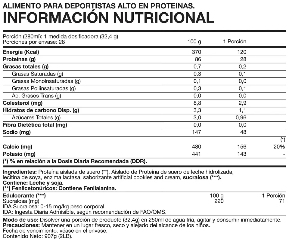 Proteína Hydro Whey ISO100 Foodtech 2 lb Cookies & Cream 2