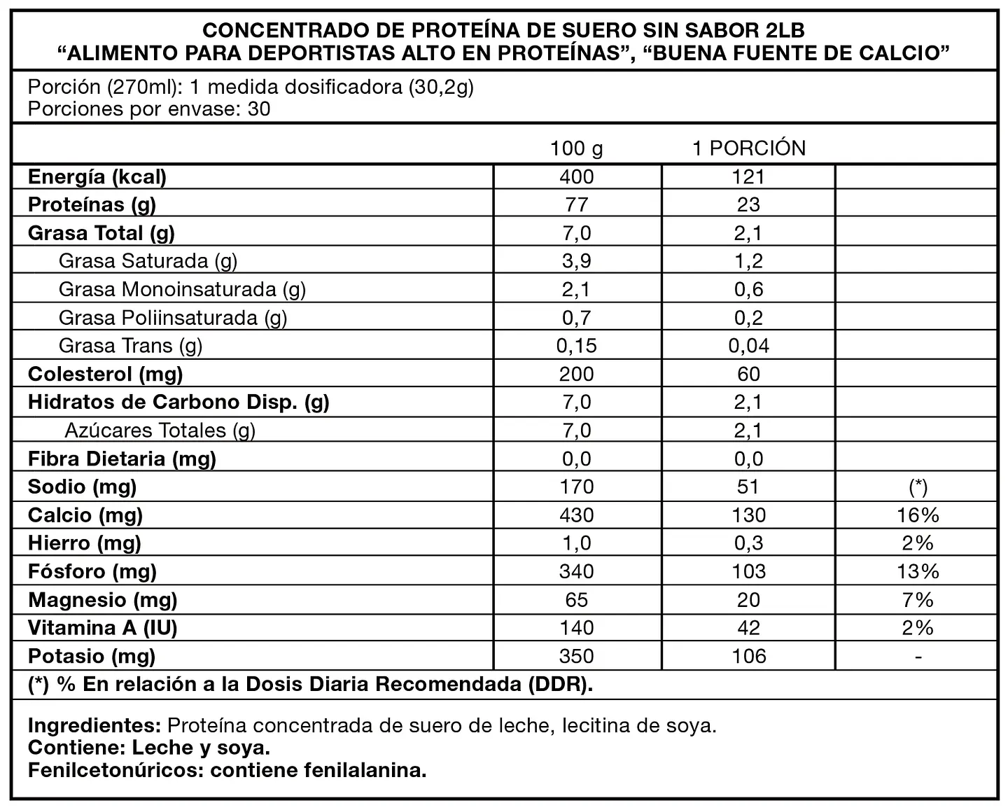 Proteína Whey WPC 80 Foodtech 2 lb Sin Sabor 2