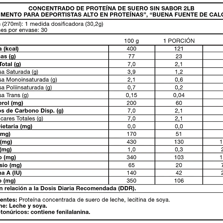 Proteína Whey WPC 80 Foodtech 2 lb Sin Sabor 2