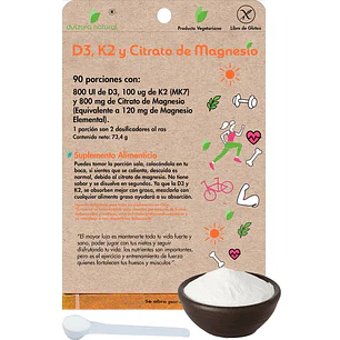 D3, K2 y Citrato de Magnesio Dulzura Natural 90 Porciones